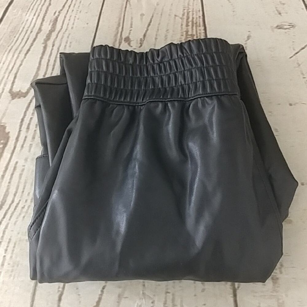 Abercrombie & Fitch Vegan Leather Jogger Pants Black Size S